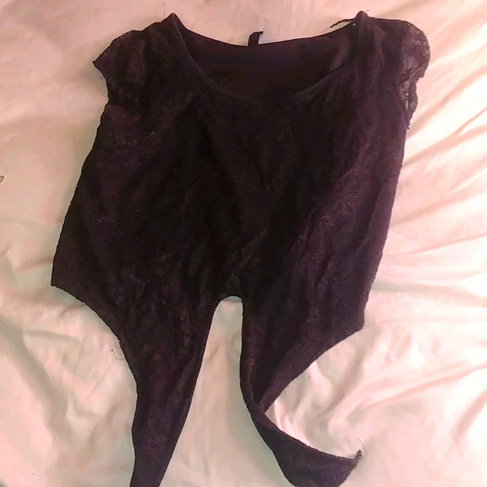Black laced front tie up top